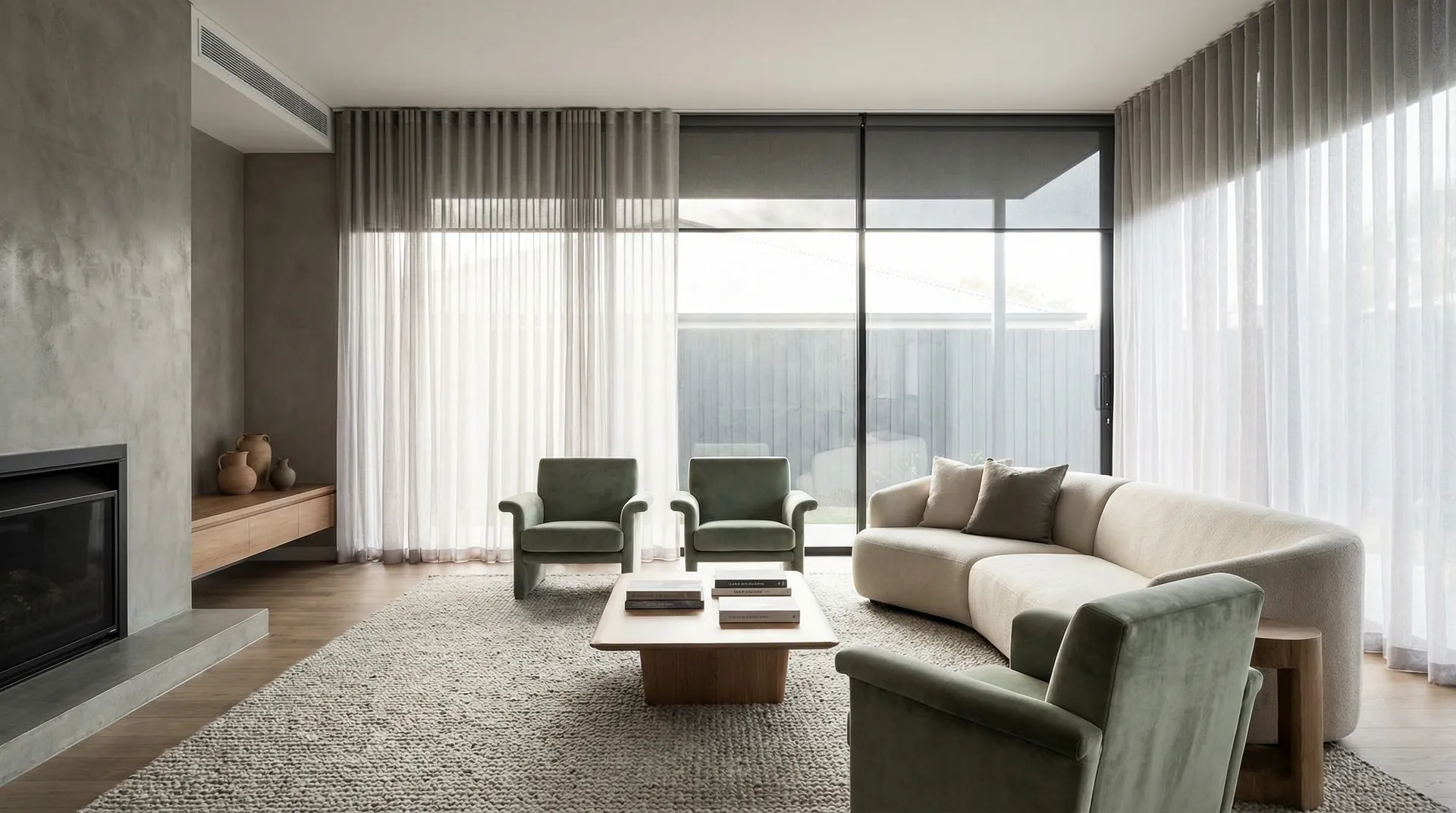 Luxury Living Room with Custom Drapes